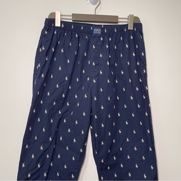 *sold* Polo Ralph Lauren Men’s Navy Blue Sleepwear Lounge Pants Logo M 32-34 - Picture 3 of 7